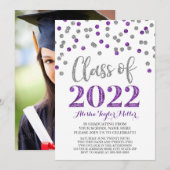 Silver Paarse Confetti Graduation Party 2022 Kaart (Voorkant / Achterkant)