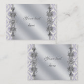 Silver Paarse Damask Business Card Template Visitekaartje (Voorkant / Achterkant)