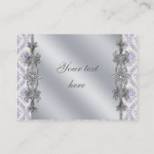 Silver Paarse Damask Business Card Template Visitekaartje (Achterkant)