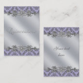 Silver Paarse Damask Business Card Template Visitekaartje (Voorkant / Achterkant)