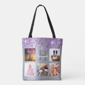 Silver paarse glitter foto collage tote bag (Achterkant)