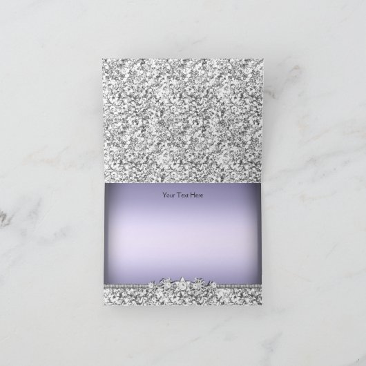 Silver Paarse Glitter & Jewel Bow Dank u kaart (Binnen)