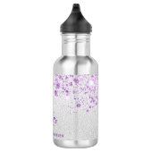 Silver paarse glitter monogram waterfles  (Rechts)