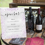 Silver paarse glitter sparkles bar budget menu<br><div class="desc">Let op: dit menu staat op flyer paper en erg dun. Ga naar onze winkel voor dikkere menu's (hetzelfde ontwerp). Een faux zilverkleurige achtergrond met een paarse,  violette faux glitter,  sparkles. Met de tekst: Open balk. Pas uw bar menu aan en voeg toe.</div>