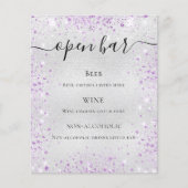 Silver paarse glitter sparkles script bar menu (Voorkant)