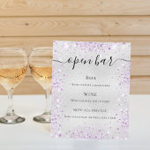 Silver paarse glitter sparkles script bar menu