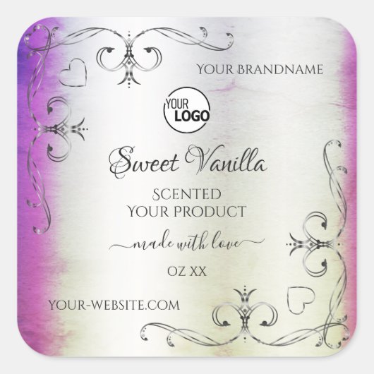 Silver Paarse marble Product Labels Logo (Voorkant)