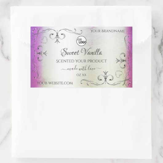 Silver Paarse marble Product Labels Logo (Tas)