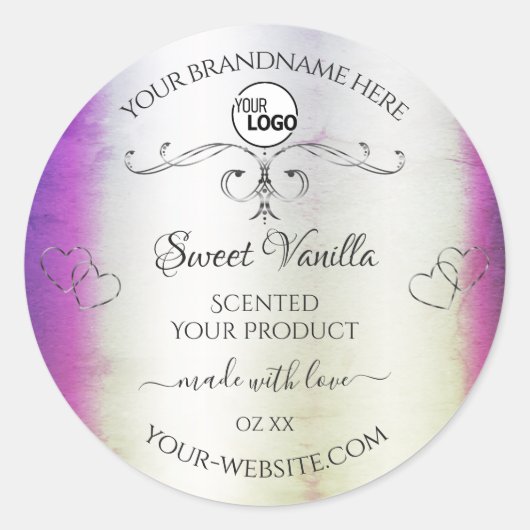 Silver Paarse marble Product Labels Logo (Voorkant)