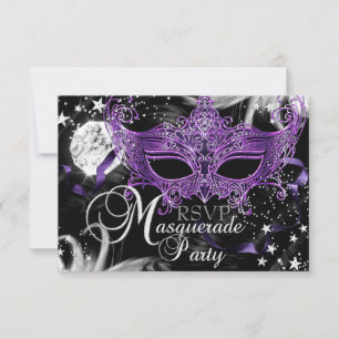 Silver Paarse Mask Star Night Masquerade RSVP