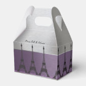 Silver Paarse Metallic Paris Eiffel gepersonalisee Bedankdoosjes (Achterkant)