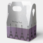 Silver Paarse Metallic Paris Eiffel gepersonalisee Bedankdoosjes (Geopend)