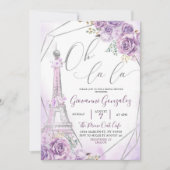 Silver Paarse Paris Oh La Vrijgezellenfeest Kaart (Voorkant)