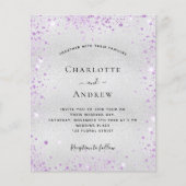 Silver paarse QR RSVP budget bruiloft uitnodiging Flyer (Voorkant)