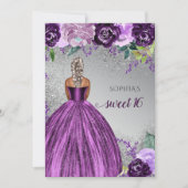 Silver Paarse Sparkle Dress Sweet 16 jaar Kaart (Voorkant)