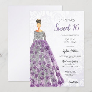 Silver Paarse Sparkle Dress Sweet 16 verjaardag In Kaart