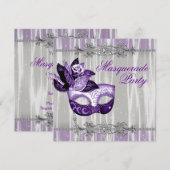 Silver Paarse Sparkles Paarse Masquerade Party Kaart (Voorkant / Achterkant)