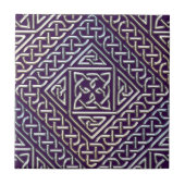 Silver Paarse Square Shapes Celtic Knotern Tegeltje (Voorkant)