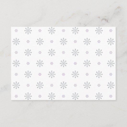 Silver & Paarse Winter Wonderland Boeken voor Baby Informatiekaartje (Achterkant)