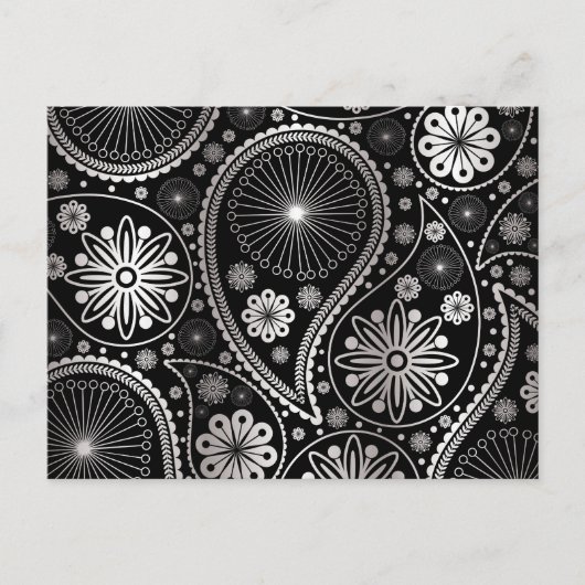 Silver paisley-patroon briefkaart (Voorkant)