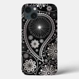 Silver paisley-patroon iPhone 13 hoesje