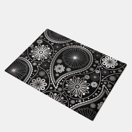 Silver paisley-patroon deurmat (Schuin)