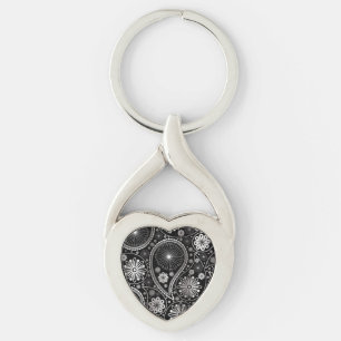 Silver paisley-patroon sleutelhanger