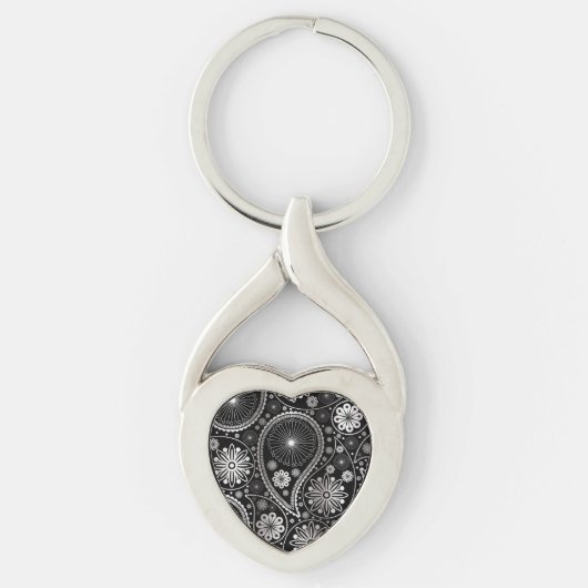 Silver paisley-patroon sleutelhanger (Voorkant)