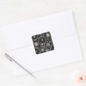 Silver paisley-patroon vierkante sticker (Envelop)