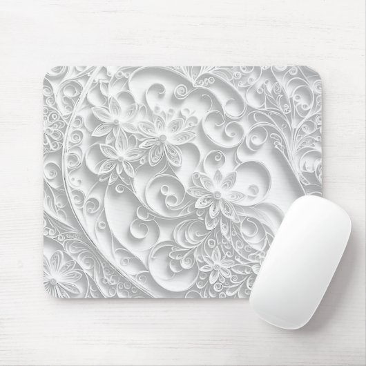 Silver Paper Quilling Daisy Design Muismat (Met muis)