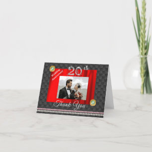 Silver & Pareltjes 20th Wedding Jubileum Hartelijk Bedankkaart