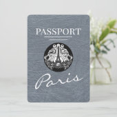 Silver Paris Passport Bewaar de datum Save The Date (Staand voorkant)
