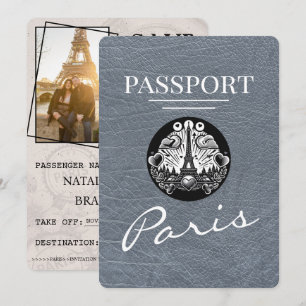 Silver Paris Passport Bewaar de datum Save The Date