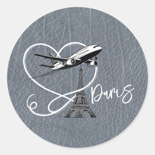 Silver Paris Passport Ronde Sticker (Voorkant)