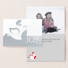 Silver Partridge Joy-Kaart voor kerstmis met foto' Folie Kaarten