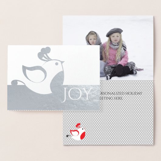 Silver Partridge Joy-Kaart voor kerstmis met foto' Folie Kaarten (Display)