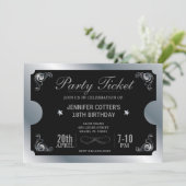 Silver Party Ticket Kaart (Staand voorkant)