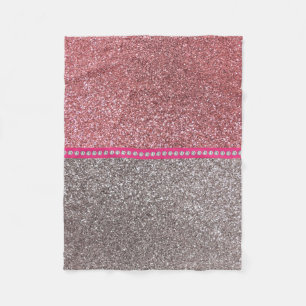 Silver pastel roze glitter fleece deken