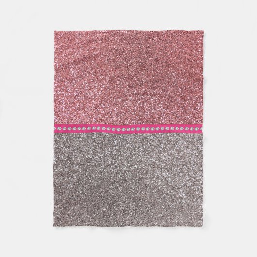 Silver pastel roze glitter fleece deken (Voorkant)