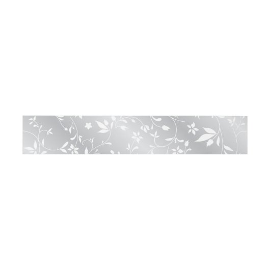 Silver Pattern Floral Belly Band Uitnodigingen Wikkel (Vlak)