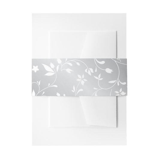 Silver Pattern Floral Belly Band Uitnodigingen Wikkel (Voorkant Voorbeeld)