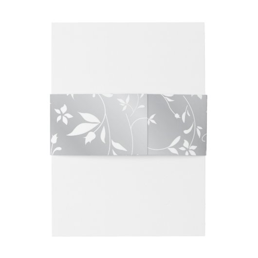 Silver Pattern Floral Belly Band Uitnodigingen Wikkel (Achterkant Voorbeeld)