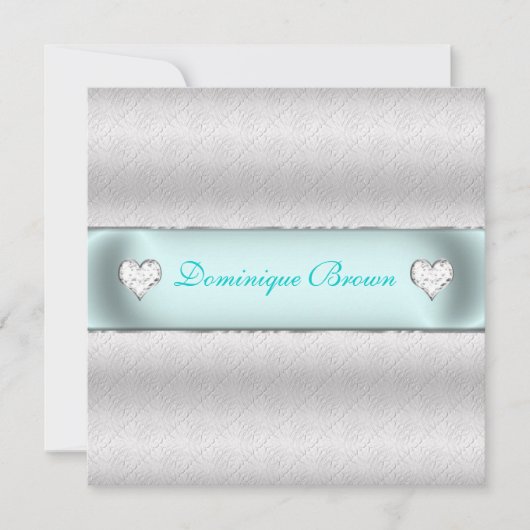 Silver Patterned Princess Invite Kaart (Voorkant)