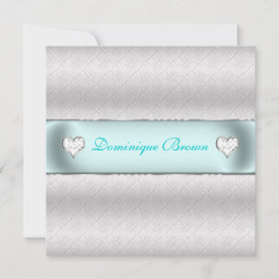 Silver Patterned Princess Invite Kaart