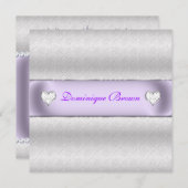 Silver Patterned Princess Invite Kaart (Voorkant / Achterkant)