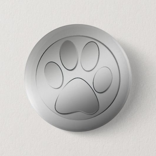 SILVER PAW PRINT RONDE BUTTON 5,7 CM (Voorkant)
