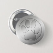 SILVER PAW PRINT RONDE BUTTON 5,7 CM (Voorkant /achterkant)
