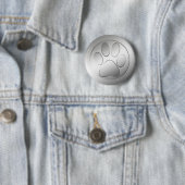 SILVER PAW PRINT RONDE BUTTON 5,7 CM (In situ)