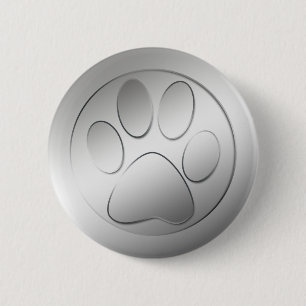 SILVER PAW PRINT RONDE BUTTON 5,7 CM