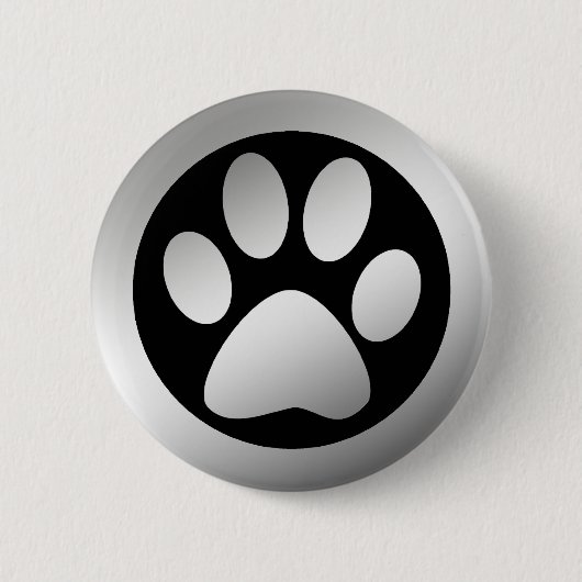SILVER PAW PRINT RONDE BUTTON 5,7 CM (Voorkant)